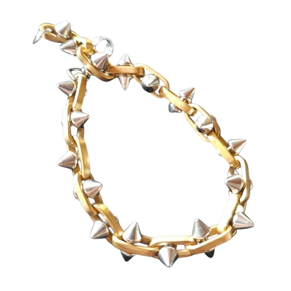New Stainless Steel Gold and Silver Spike Bracelet - Picture 1 of 5